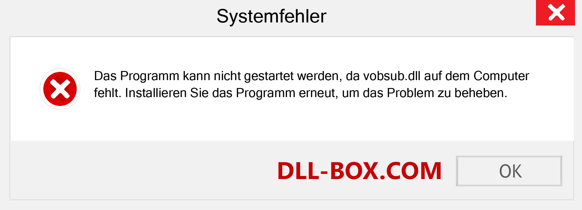 vobsub.dll-Datei fehlt?. Download für Windows 7, 8, 10 - Fix vobsub dll Missing Error unter Windows, Fotos, Bildern